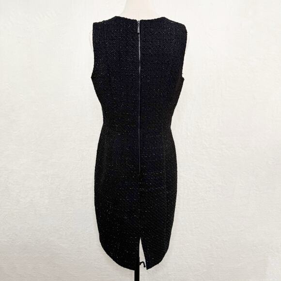 WHBM Metallic Tweed Dress Black Boucle Sheath Academia Career Preppy Size 10 - Picture 7 of 10